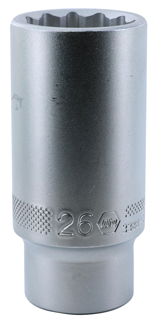 Wiha-33882-Wiha 33882 12 Point - 1/2" Drive Deep Socket 26.0mm