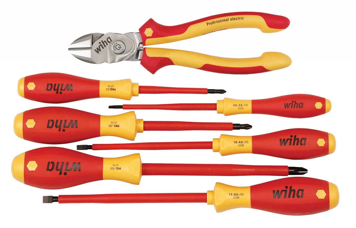 Wiha-32857-Wiha 32857 7 Piece Insulated BiCut Compound Cutters and Screwdriver Set