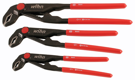 Wiha-32669-Wiha 32669 3 Piece Classic Grip V-Jaw Tongue and Groove Pliers Set