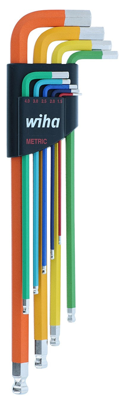 Wiha-66980-Wiha 66980 9 Piece Ball End Color Coded Hex L-Key Set - Metric