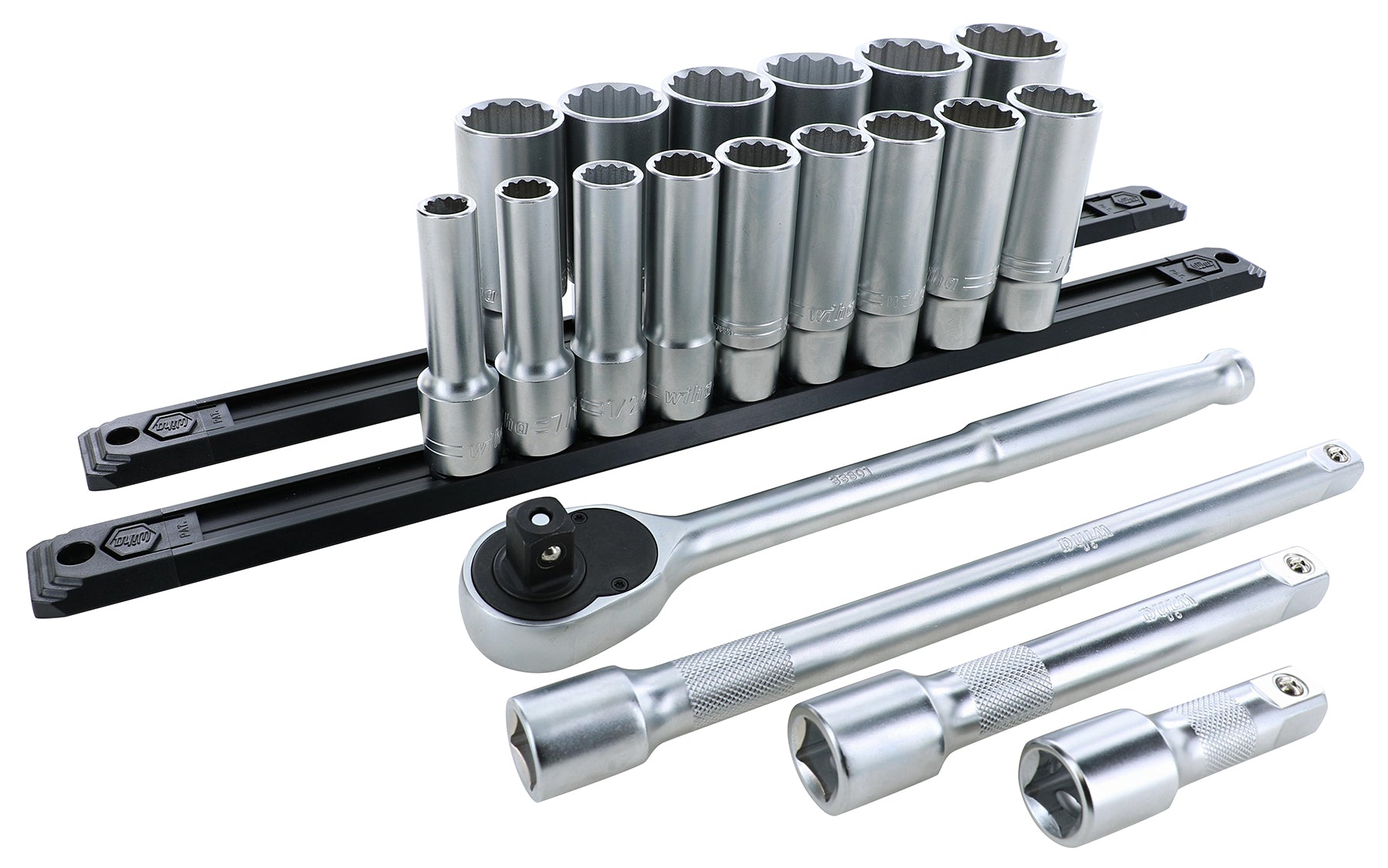 Wiha-33892-Wiha 33892 19 Piece 1/2" Drive Deep Socket Set - SAE