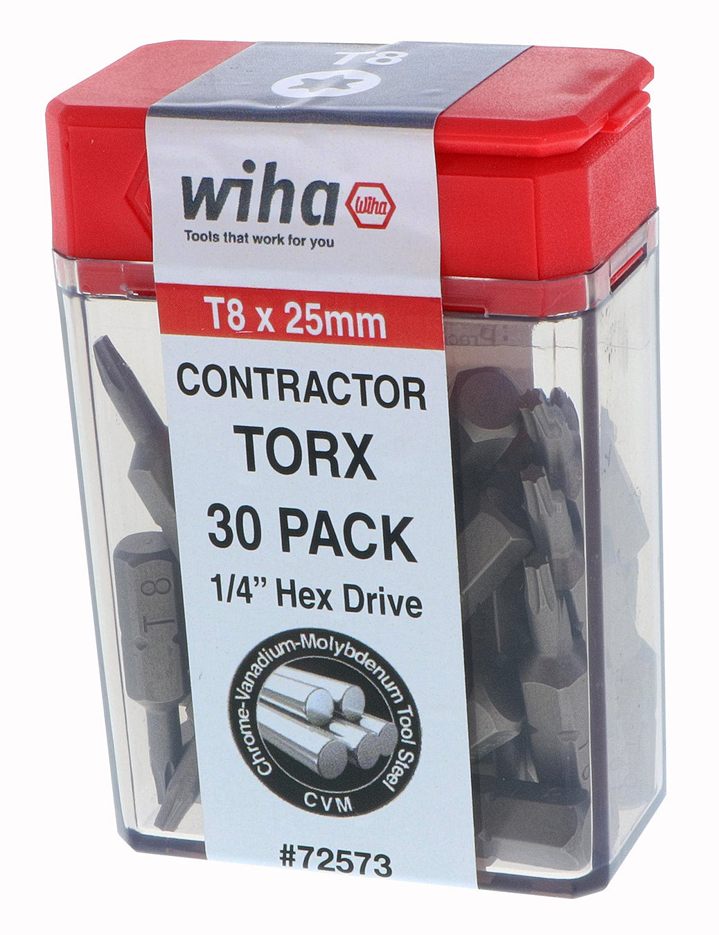 Wiha-72573-Wiha 72573 Torx Contractor Insert Bit T8 x 25mm - 30 Pack