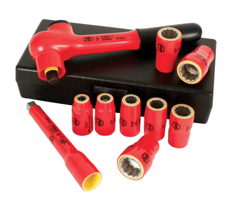 Wiha-31590-Wiha 31590 10 Piece Insulated Socket Set 3/8" Drive - Metric