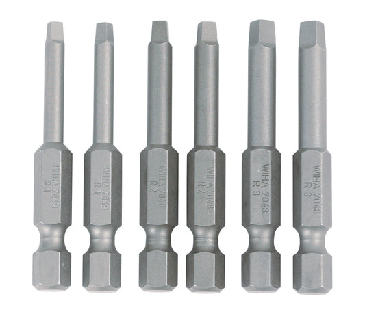 Wiha-74895-Wiha 74895 Square Power Bit #1, 2 and 3 x 50mm - 6 Pack