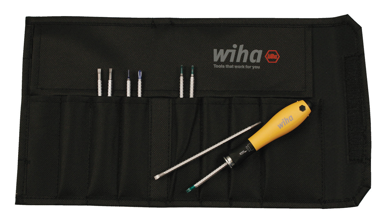 Wiha-26994-Wiha 26994 9 Piece ESD Safe Drive-loc VI Blade Set with Canvas Pouch