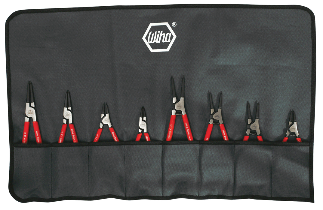 Wiha-32693-Wiha 32693 8 Piece Classic Grip Straight Internal/External Retaining Ring Pliers Set with Canvas Pouch