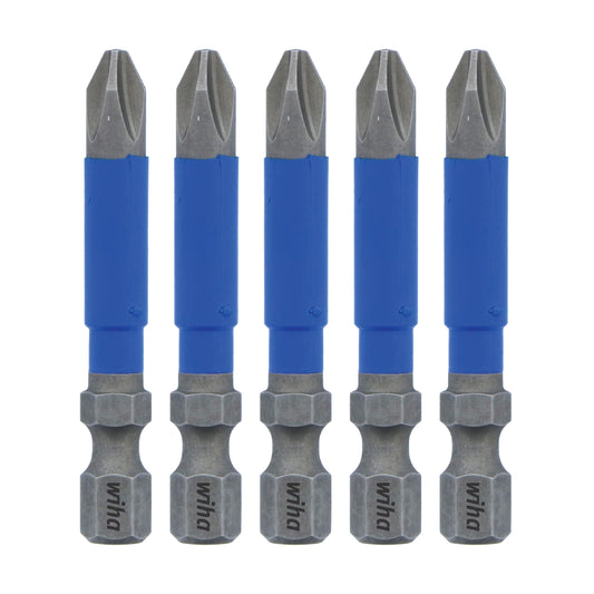 Wiha-70269-Wiha 70269 TerminatorBlue Impact Bit Phillips #2 - 2 Inch - 5 Pack