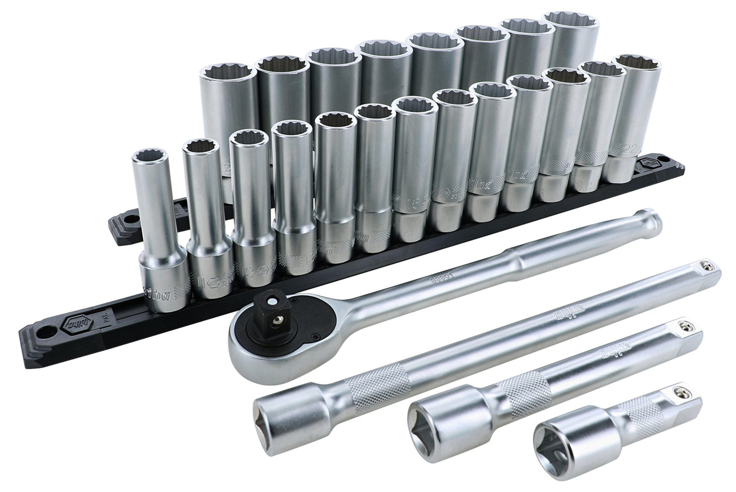 Wiha-33893-Wiha 33893 25 Piece 1/2" Drive Deep Socket Set - Metric