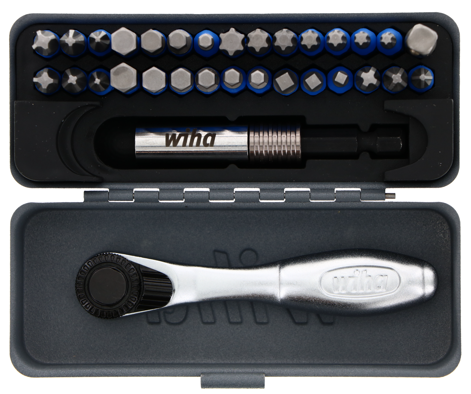 Wiha-76889-Wiha 76889 32 Piece GoBox TerminatorBlue Impact Bit Set with Mini Ratchet