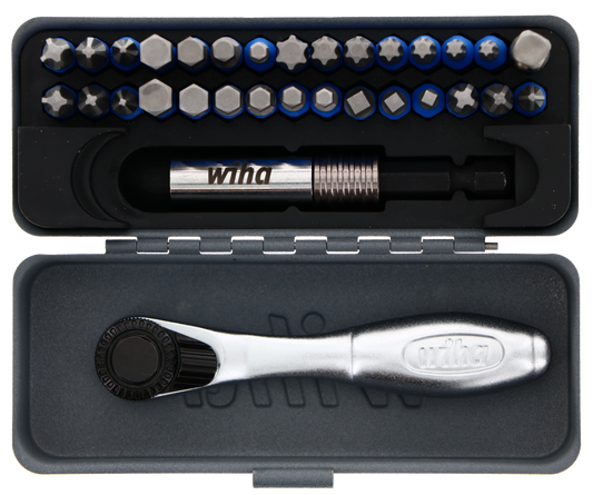 Wiha-76889-Wiha 76889 32 Piece GoBox TerminatorBlue Impact Bit Set with Mini Ratchet