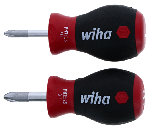 Wiha-31192-Wiha 31192 2 Piece SoftFinish Stubby Phillips Screwdriver Set