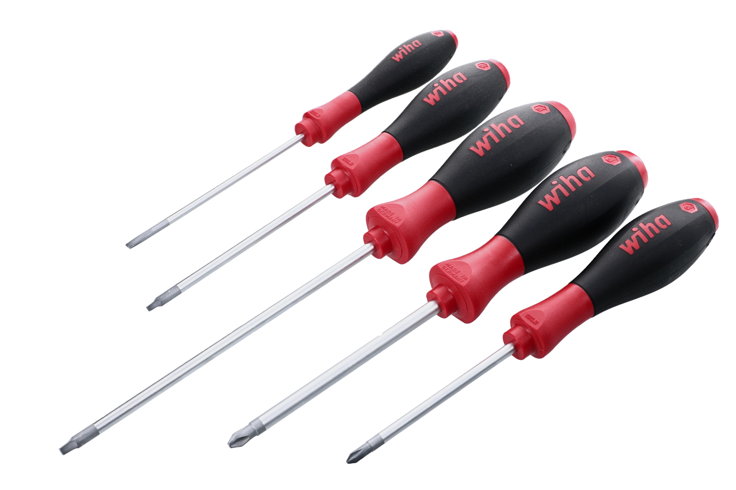 Wiha-30286-Wiha 30286 5 Piece SoftFinish Slotted and Phillips and Square Screwdriver Set