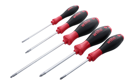 Wiha-30286-Wiha 30286 5 Piece SoftFinish Slotted and Phillips and Square Screwdriver Set