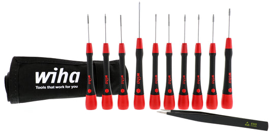 Wiha-26198-Wiha 26198 11 Piece PicoFinish Precision Screwdriver and Tweezers Smartphone Technician Set with Roll Pouch