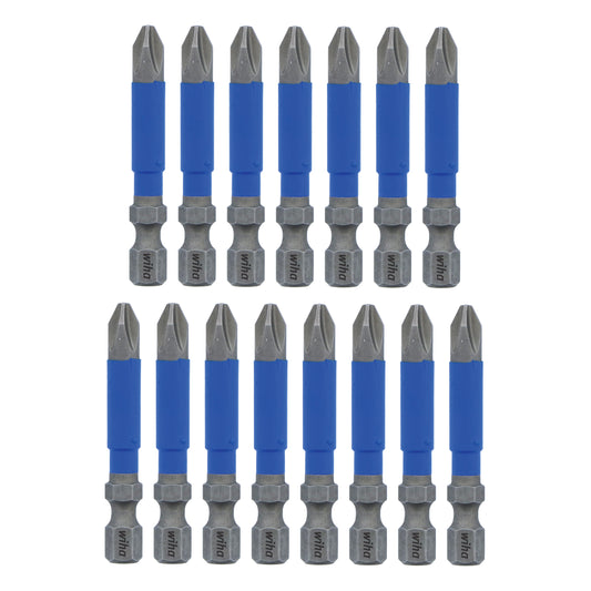 Wiha-70242-Wiha 70242 TerminatorBlue Impact Bit Phillips #2 - 2 Inch - 15 Pack