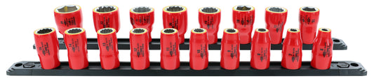 Wiha-31593-Wiha 31593 18 Piece Insulated Socket Set 3/8" Drive - Metric