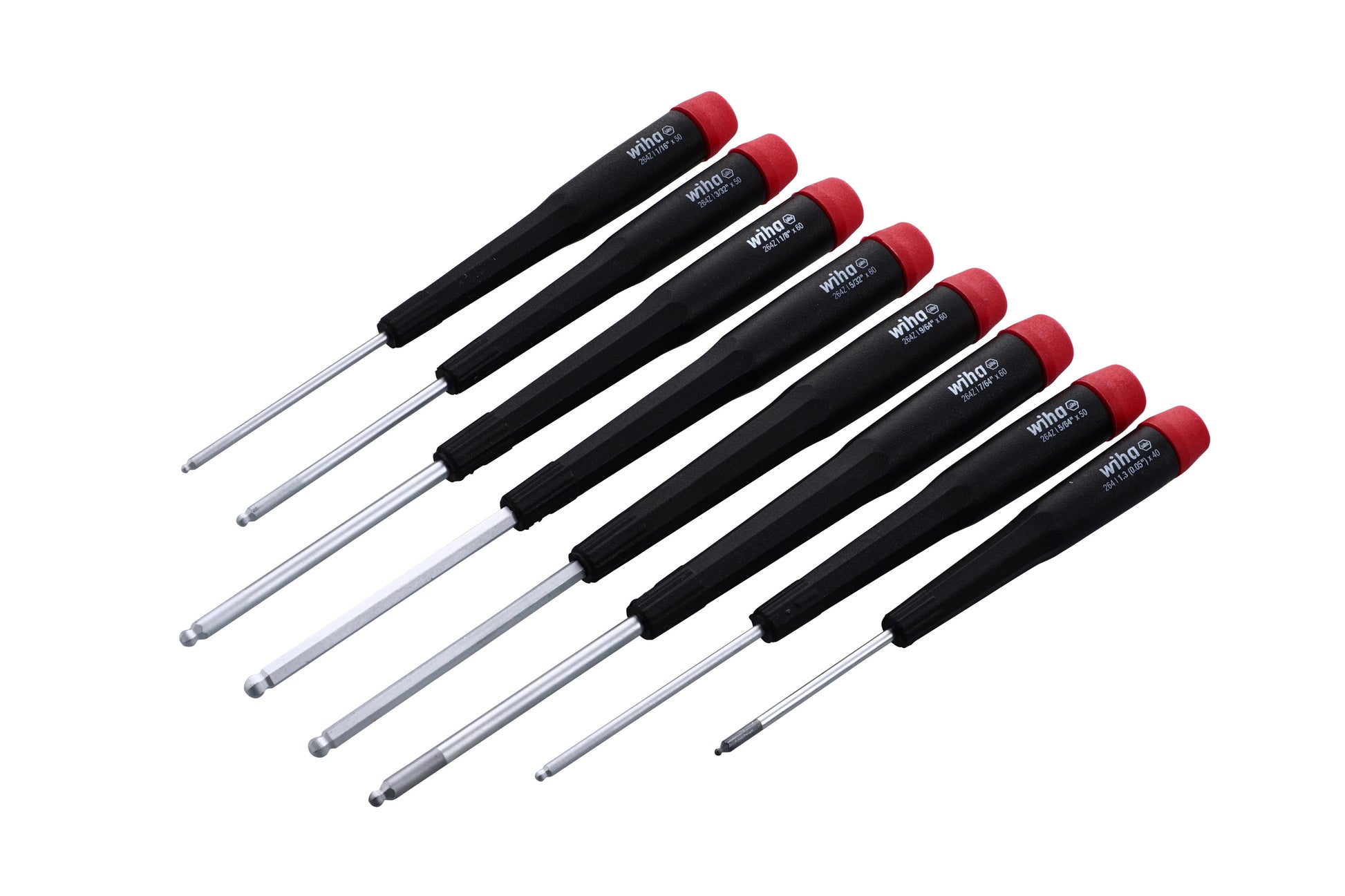 Wiha-26490-Wiha 26490 8 Piece Precision Ball End Hex Screwdriver Set - Inch