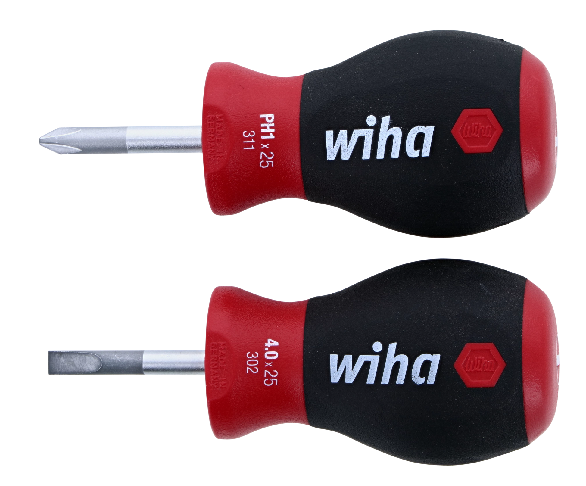 Wiha-31190-Wiha 31190 2 Piece SoftFinish Stubby Slotted and Phillips Screwdriver Set