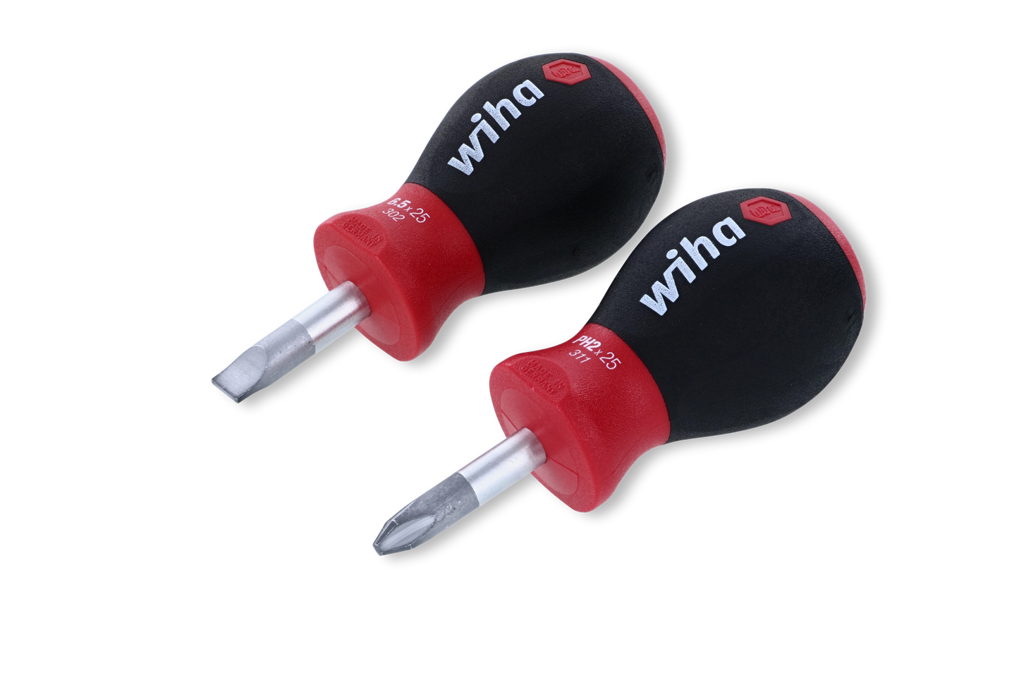 Wiha-31191-Wiha 31191 2 Piece SoftFinish Stubby Slotted and Phillips Screwdriver Set