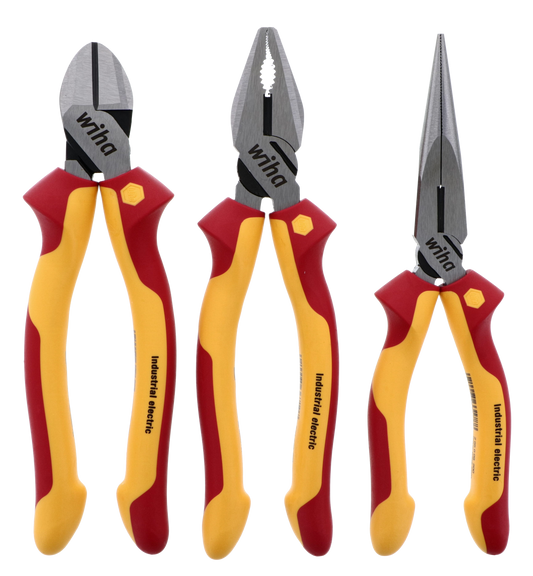 Wiha-32981-Wiha 32981 3 Piece Insulated Industrial Pliers-Cutters Set