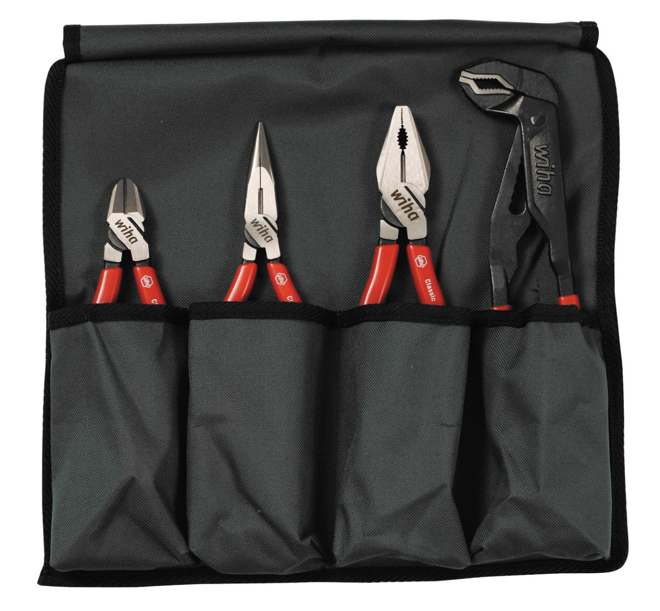 Wiha-32601-Wiha 32601 4 Piece Classic Grip Pliers and Cutters Set with Canvas Pouch