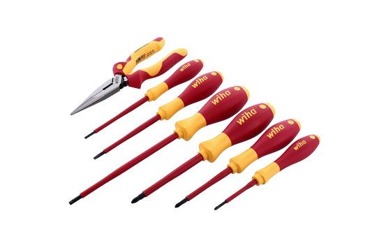 Wiha-32086-Wiha 32086 7 Piece Insulated SoftFinish Screwdriver and Long Nose Pliers Set