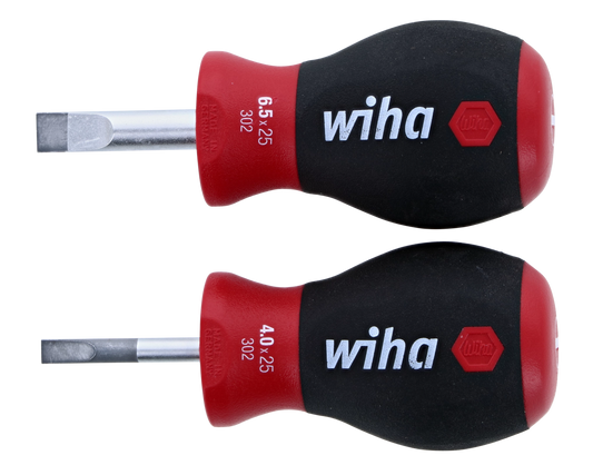 Wiha-31193-Wiha 31193 2 Piece SoftFinish Stubby Slotted Screwdriver Set