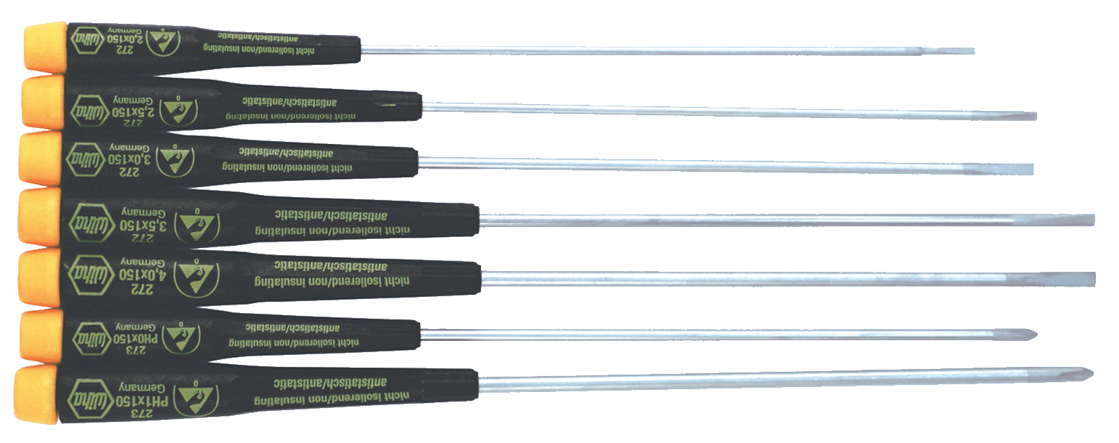 Wiha-27393-Wiha 27393 7 Piece ESD Safe Precision Extra Long Screwdriver Set