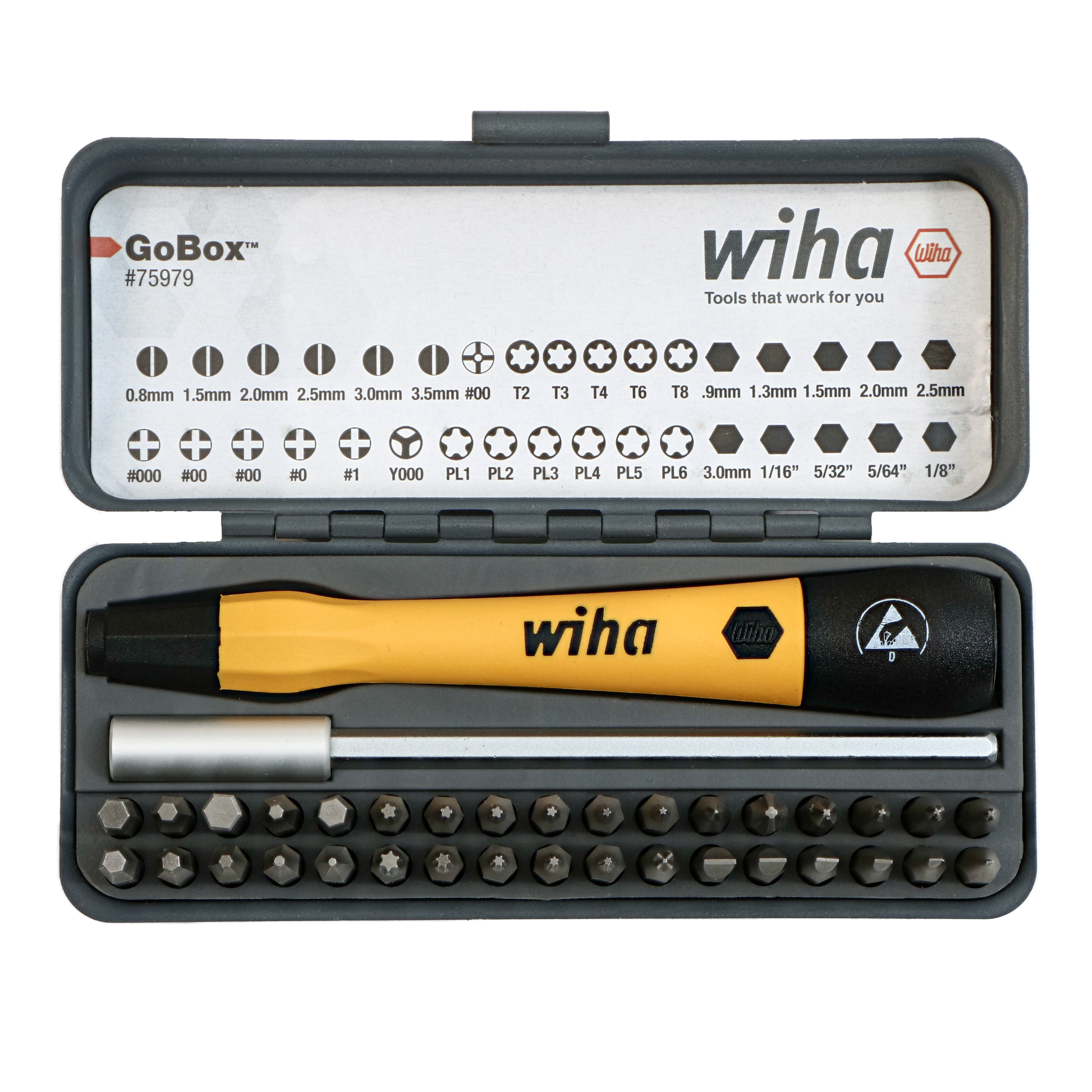 Wiha-75979-Wiha 75979 36 Piece GoBox Electronics ESD Precision Micro Bit Set