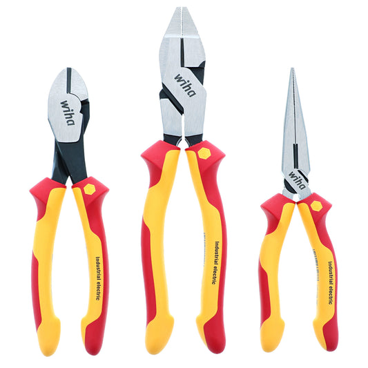 Wiha-32968-Wiha 32968 3 Piece Insulated Industrial Grip Pliers and Cutters Set