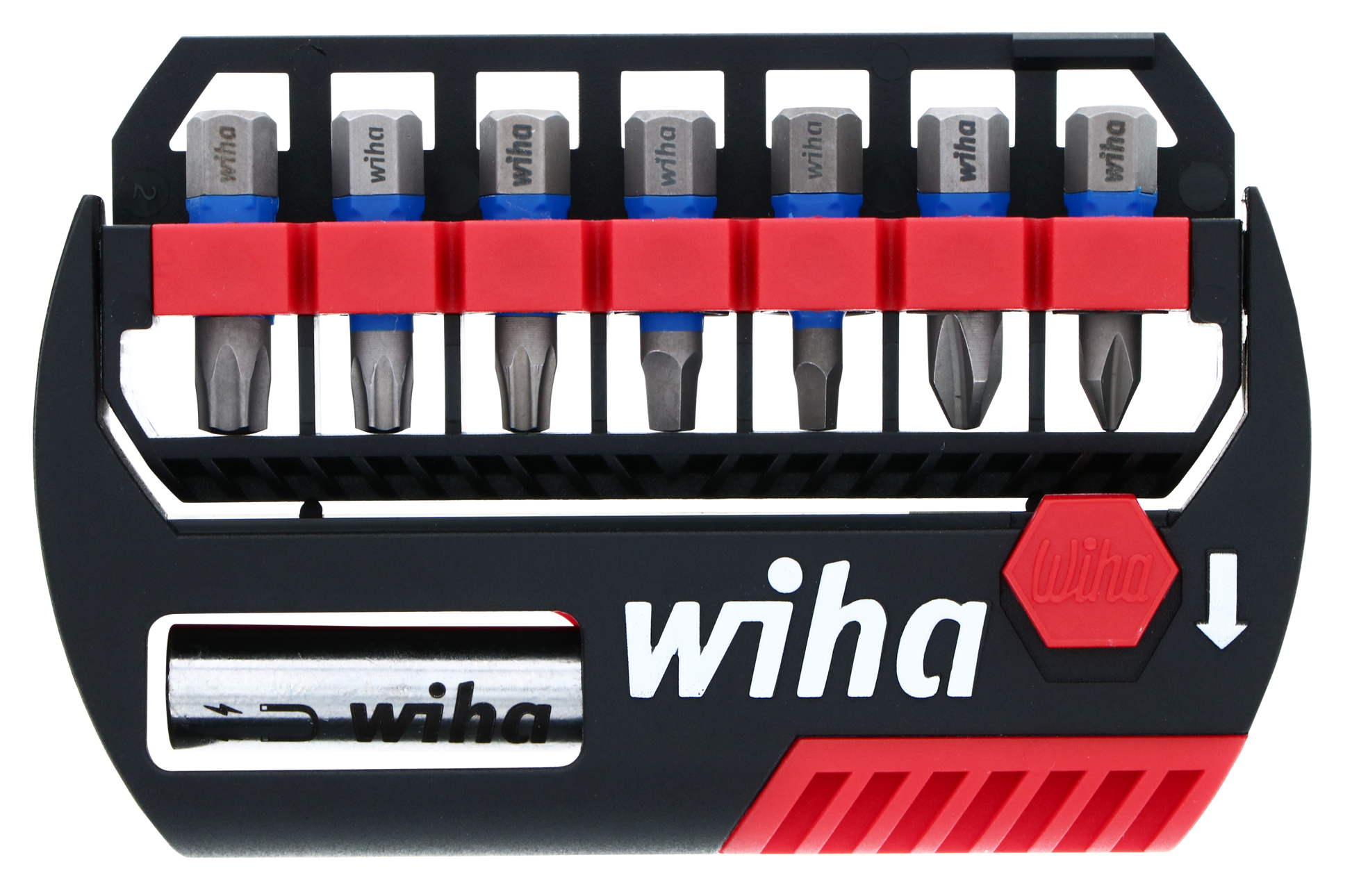 Wiha-70098-Wiha 70098 8 Piece TerminatorBlue Impact Bit Set With Magnetic Bit Holder - 1 Inch Bits